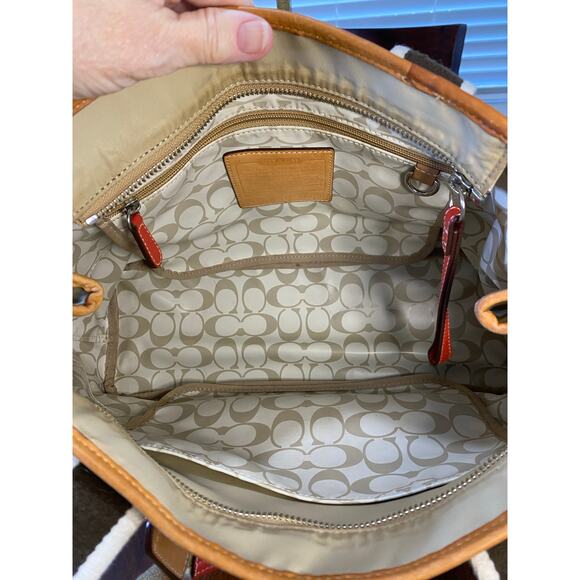 Coach Tan nylon Bag with canvas strap Orange leather trim - Picture 8 of 16